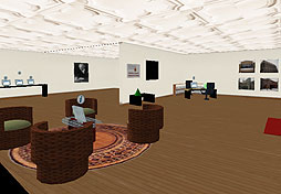 McMaster Libraries lounge area in Second Life
