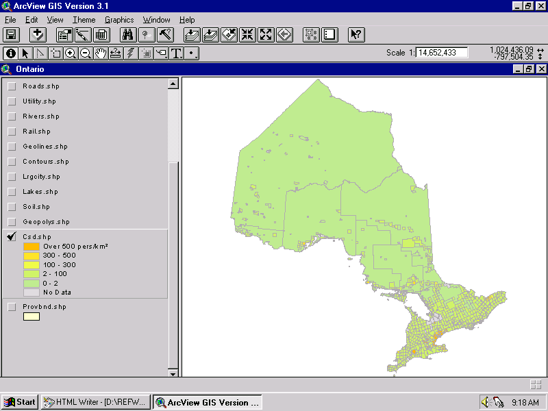 ArcView Provincial Census Subdivision