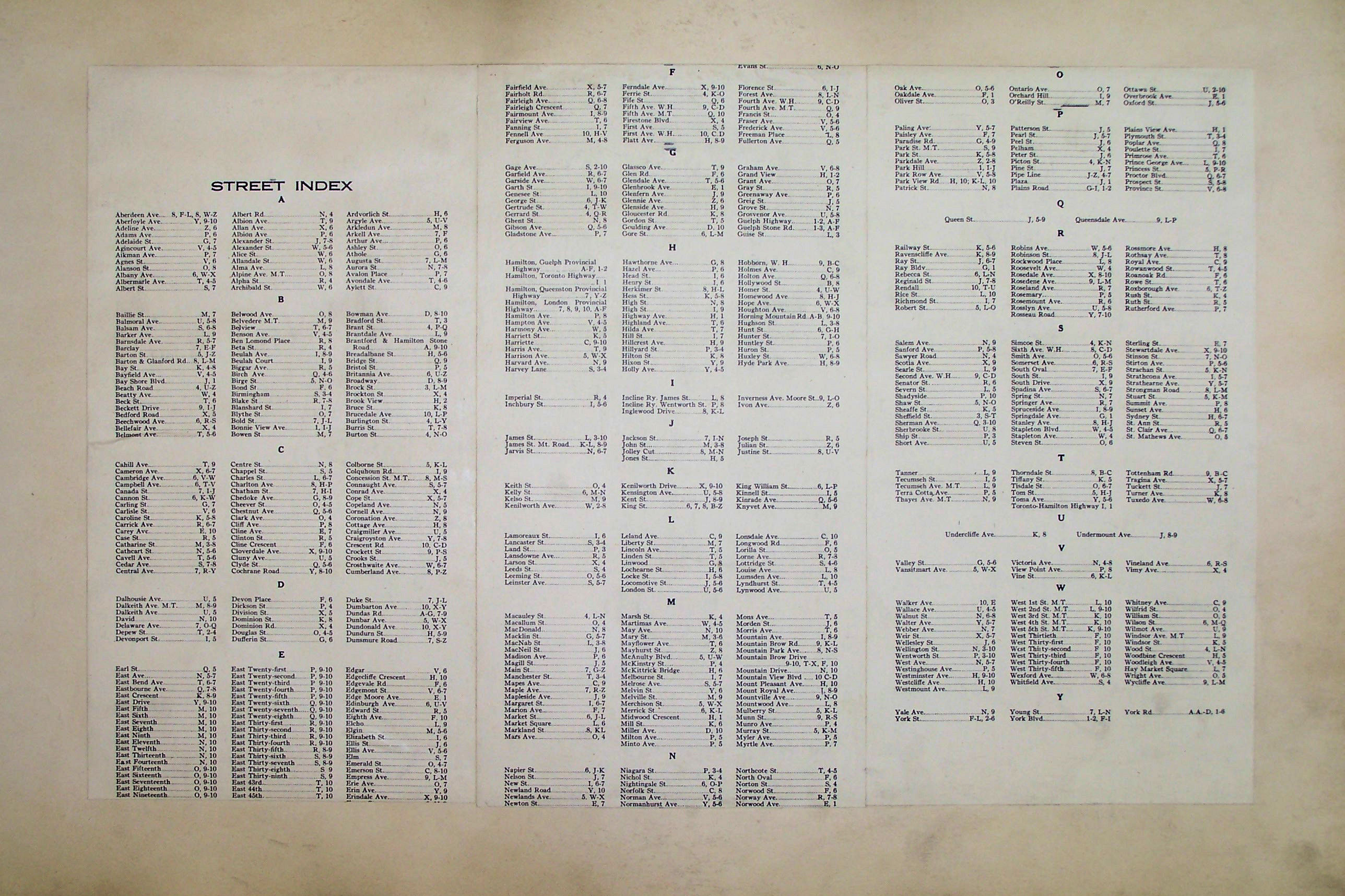Accession #107498 Street index