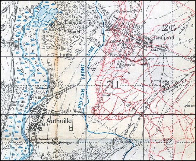 Map showing British front line only