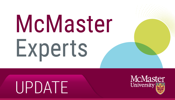 Illustration reads McMaster Experts Update. University logo is on the right corner. 