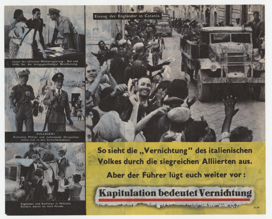 On the capitulation of Italy. Dropped in Germany from 17-18 August to 7-8 October 1943 (WWII Propaganda Collection 0460)