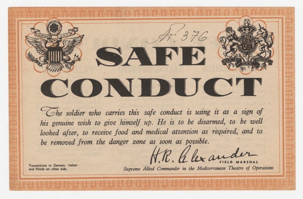 Surrender leaflet. Dropped from 24 March to 16-17 April 1945 (WWII Propaganda Collection 0583).