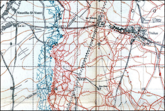 image of map showing first 200 yards of British trenches only