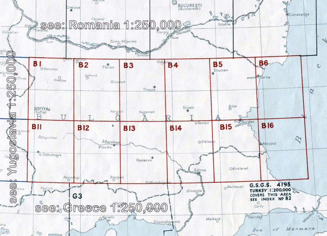 index to 1:250,000 scale maps of Bulgaria