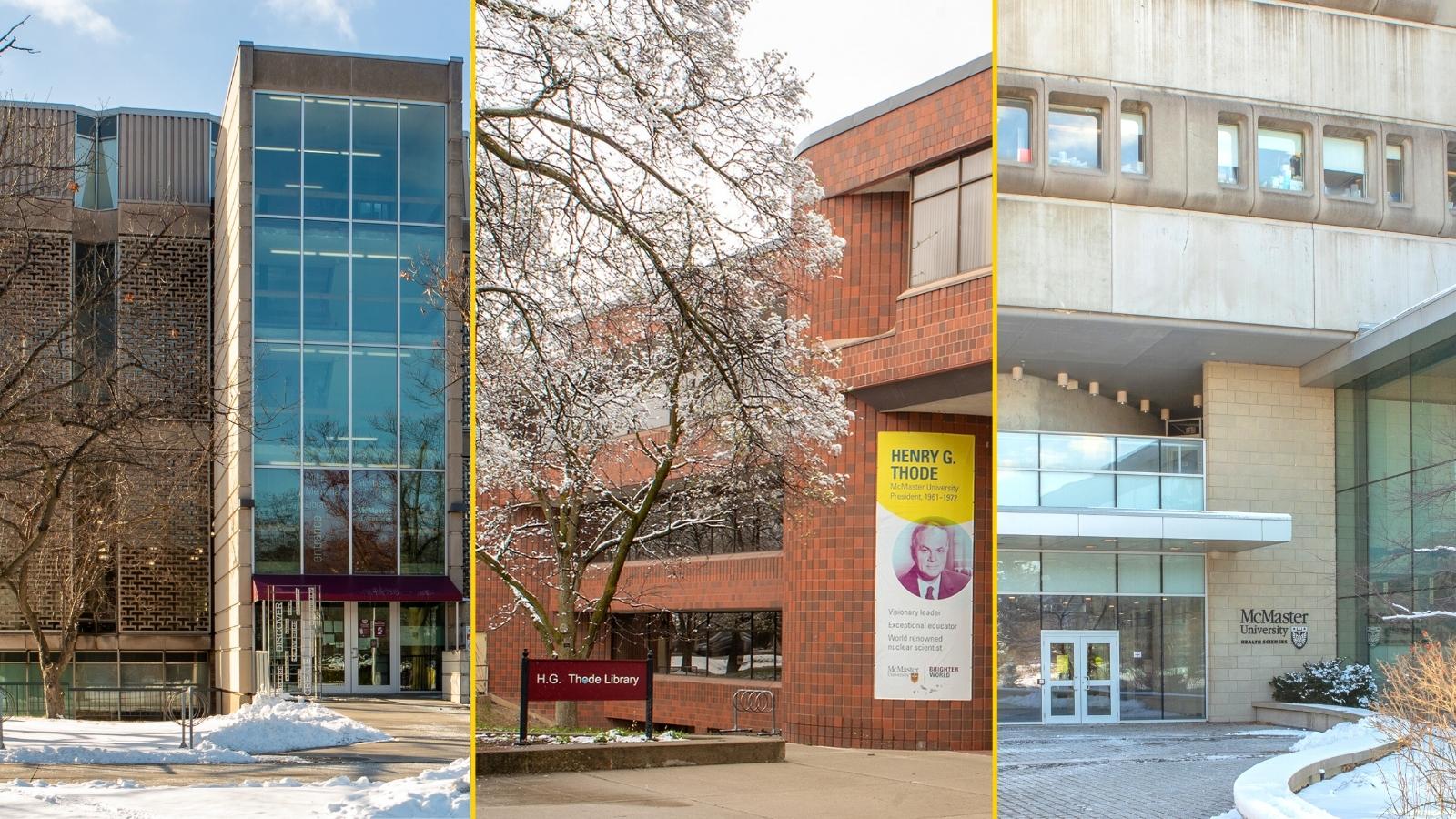Mills, Thode and Health Sciences libraries at McMaster University