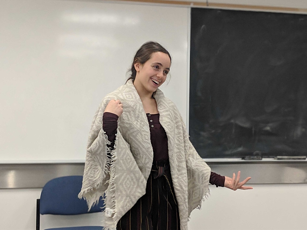Student Aria Alizadeh shares her personal oral story with the class. Student Aria Alizadeh shares her personal oral story with the class.