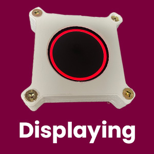 ClickShare puck with red circle filled.