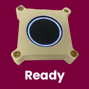 ClickShare puck with white circle filled.