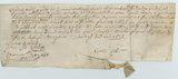 Rectangular handwritten document with tear along bottom, towards right