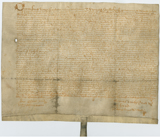Rectangular handwritten document with seal tag at bottom