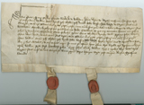 Rectangular handwritten document with two seals at bottom