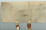Rectangular handwritten document with two seals