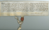 Rectangular handwritten document with seal at bottom