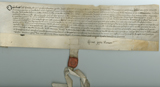 Rectangular handwritten document with seal at bottom
