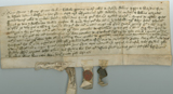 Handwritten vellum document with seal(s) at bottom