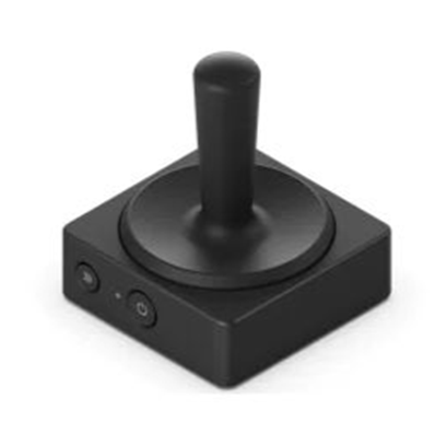 A black Microsoft Adaptive Joystick Button Mouse
