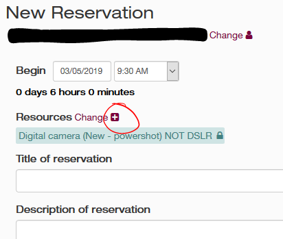 Reservation page showing the &quot;More Resources link&quot; next to the link &quot;Change&quot;