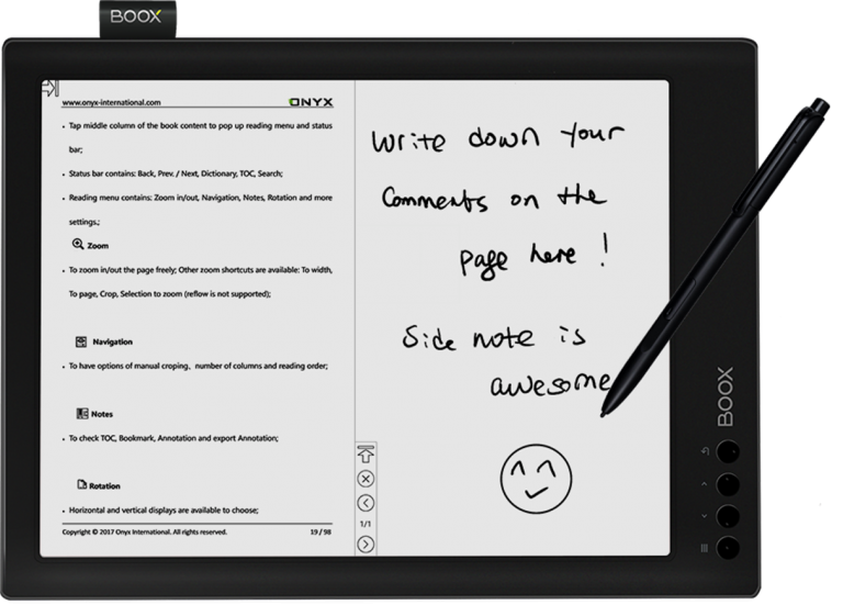 tablet mode the concussion monitor removed from the stand and showing that you can draw on it with a stylus