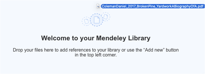 Drag and drop into Mendeley